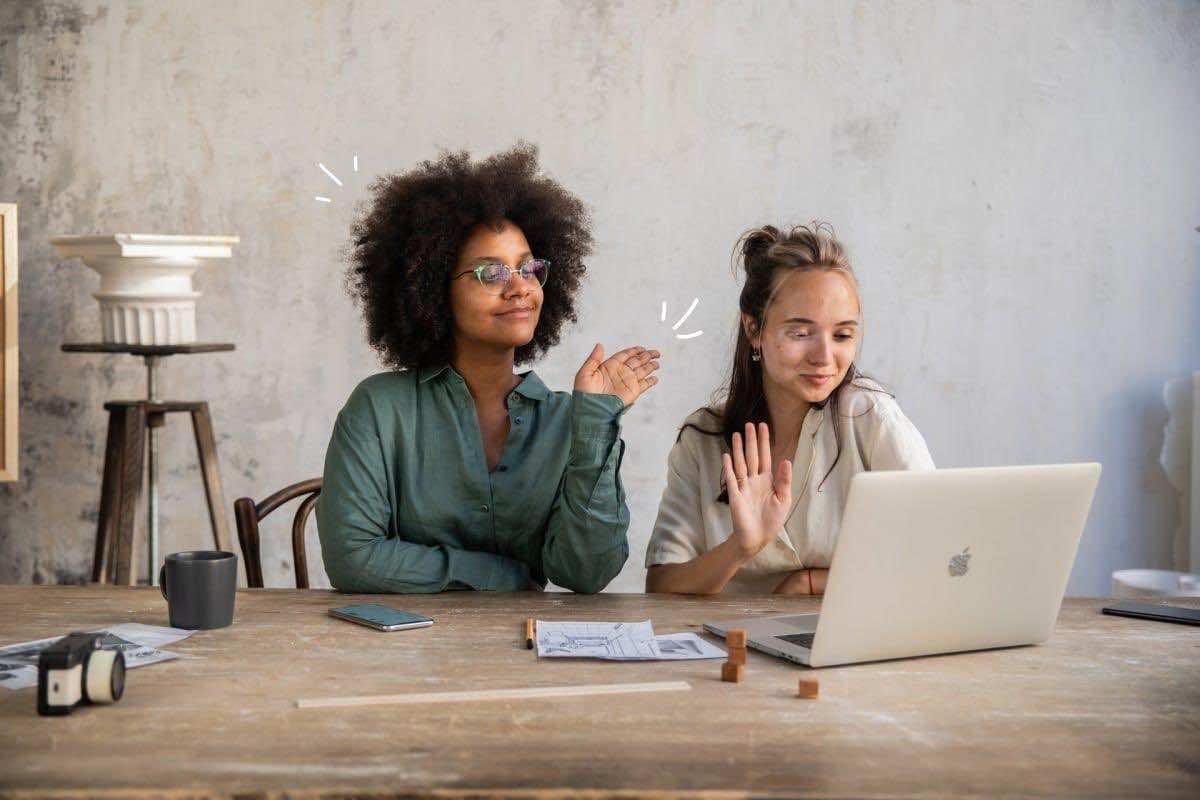 Two women in video call